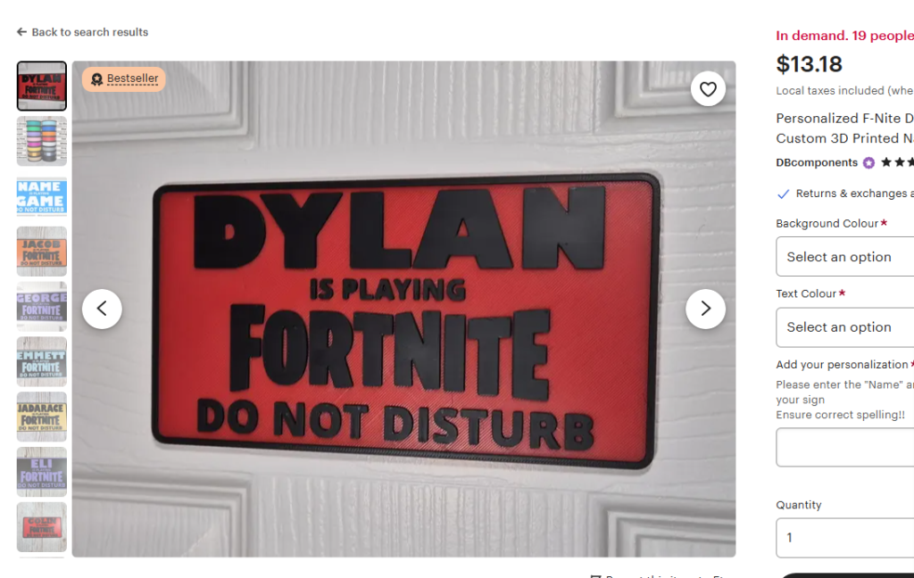 gamer ekomercijas nišas parauga produkts - sienas plāksne Fortnite
